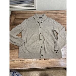 Banana Republic Shawl Collar Cardigan Beige 100% Cotton Sweater Mens: L